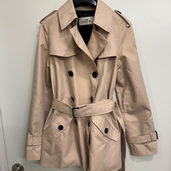 Coach Women's Beige Double-Breasted Trench Coat